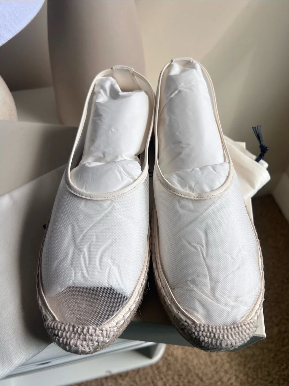 NIB Dear Frances Vespa Mesh Espadrille Flat in Off-White LeatherMesh Sz. 38.5